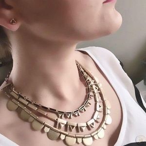 Stella & Dot Gold Plume Feather Necklace